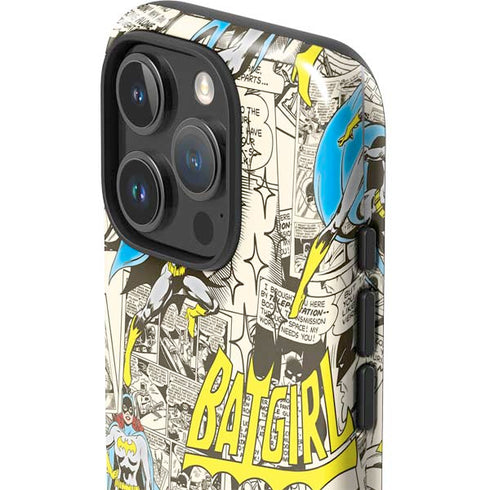 DC Comics Batman Batgirl Vintage Action pose pattern iPhone 16 Pro Max Impact Case